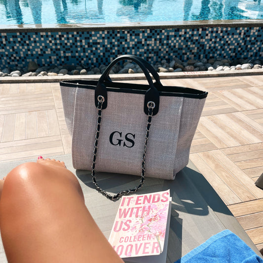 The Avenue Tote Bag - Cream/Black