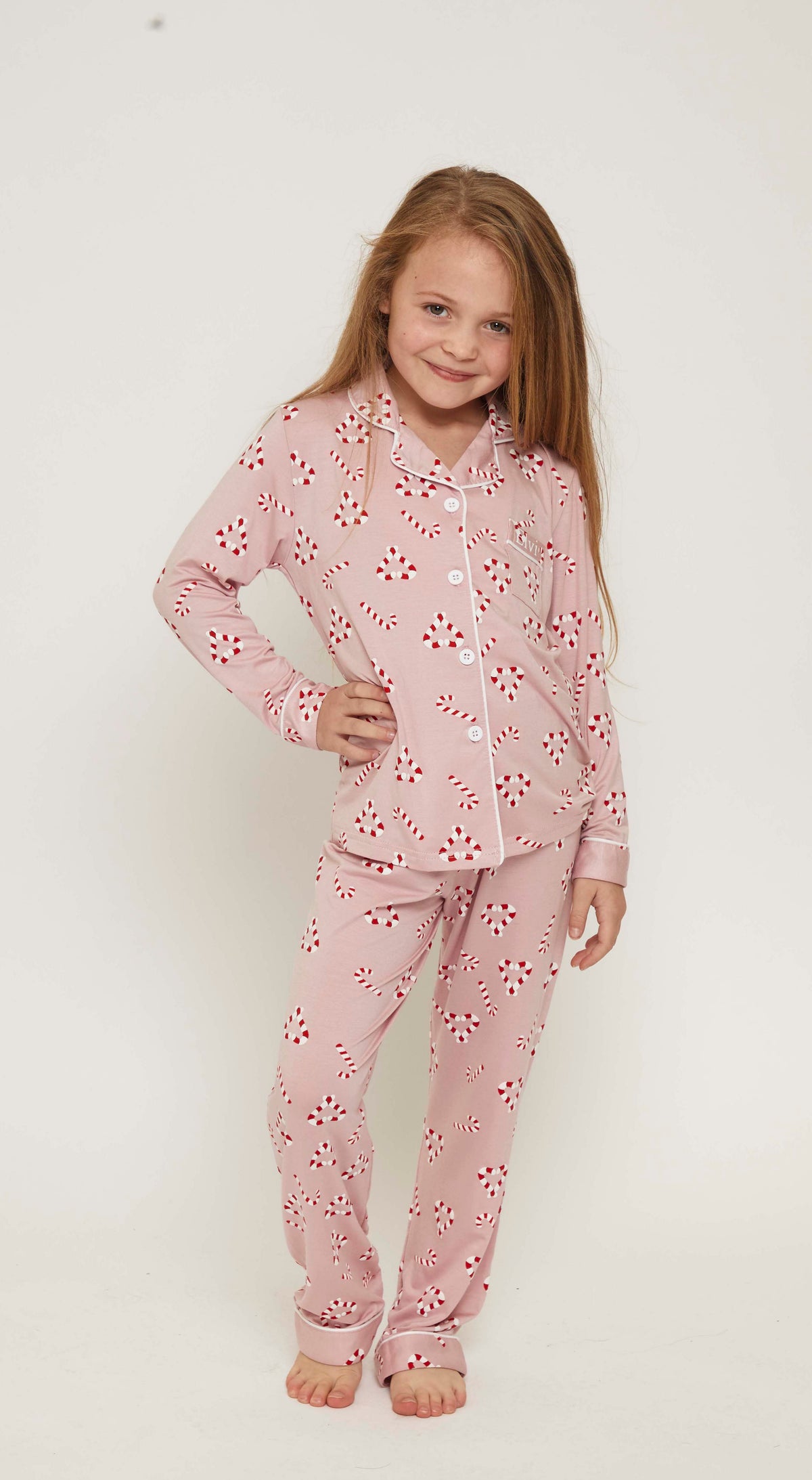Little Avenue - Pink Candy Cane Pyjama Set