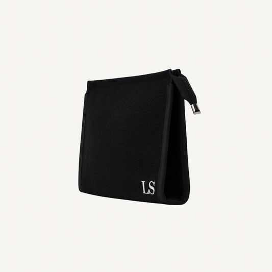 The Avenue Clutch Bag - Black (small initials)