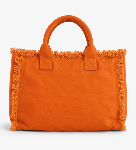 Orange Tassel Tote Bag